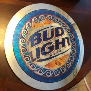Bud light round glass sign